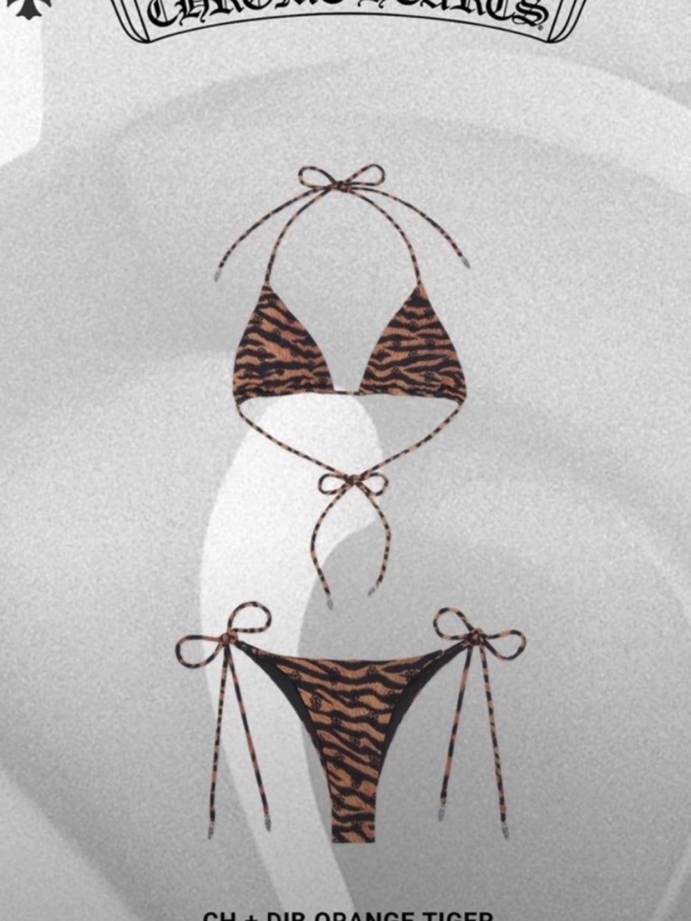 Chrome Hearts Orange Tiger Print String Bikini